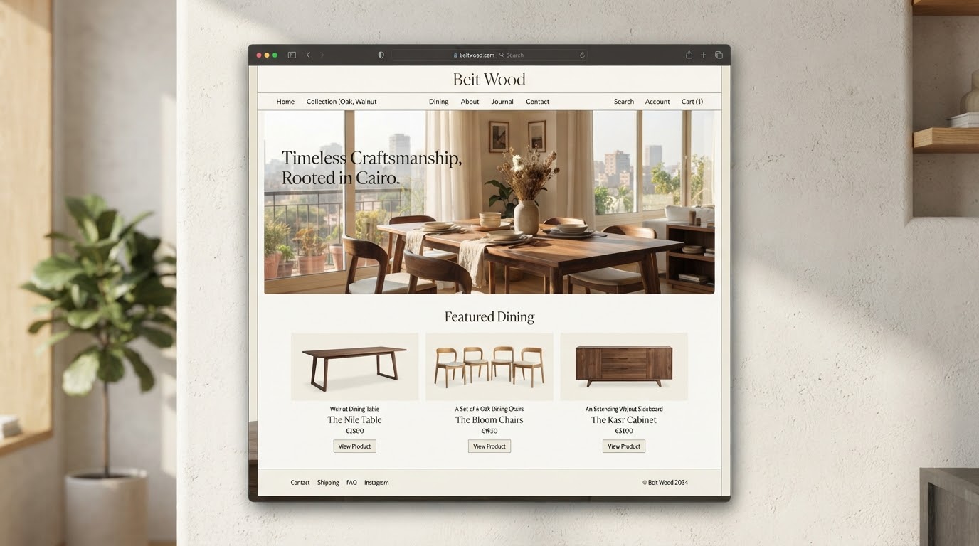 Modern solid oak furniture ecommerce store Beit Wood